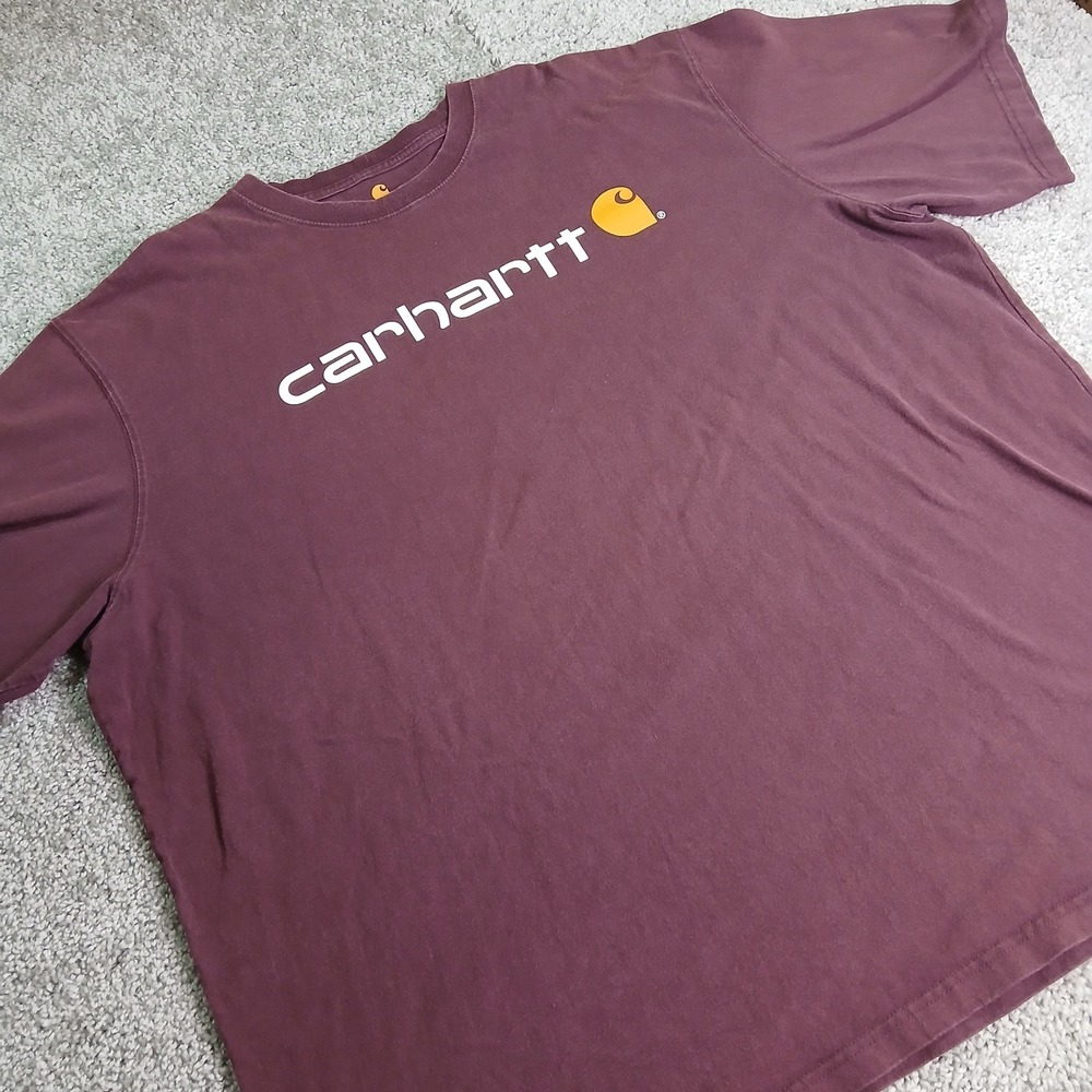 Carhartt Mens 3XL Original Fit Graphic Logo T-Shirt Maroon Burgundy Short Sleeve